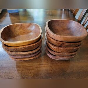 10 Vintage Teak Goodwood Salad Bowls 6” Wood Bowls Thailand